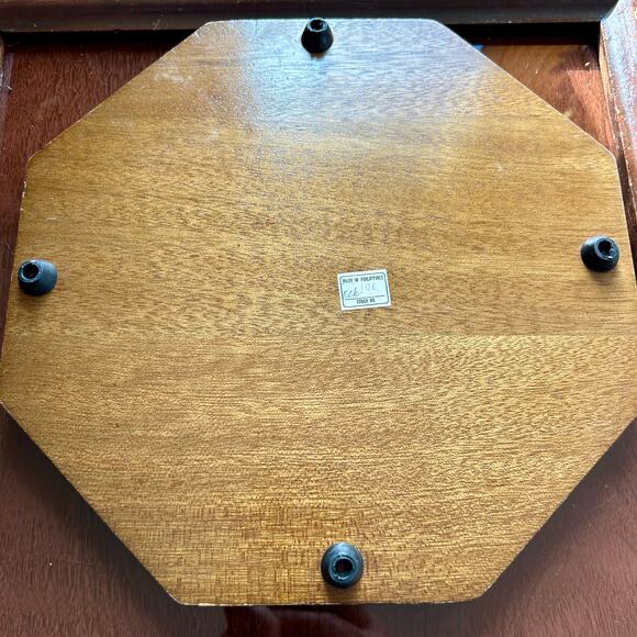 Vintage MCM Octagon Charcuterie Appetizer Board Wood and Ceramic Tile - Picture 3 of 10